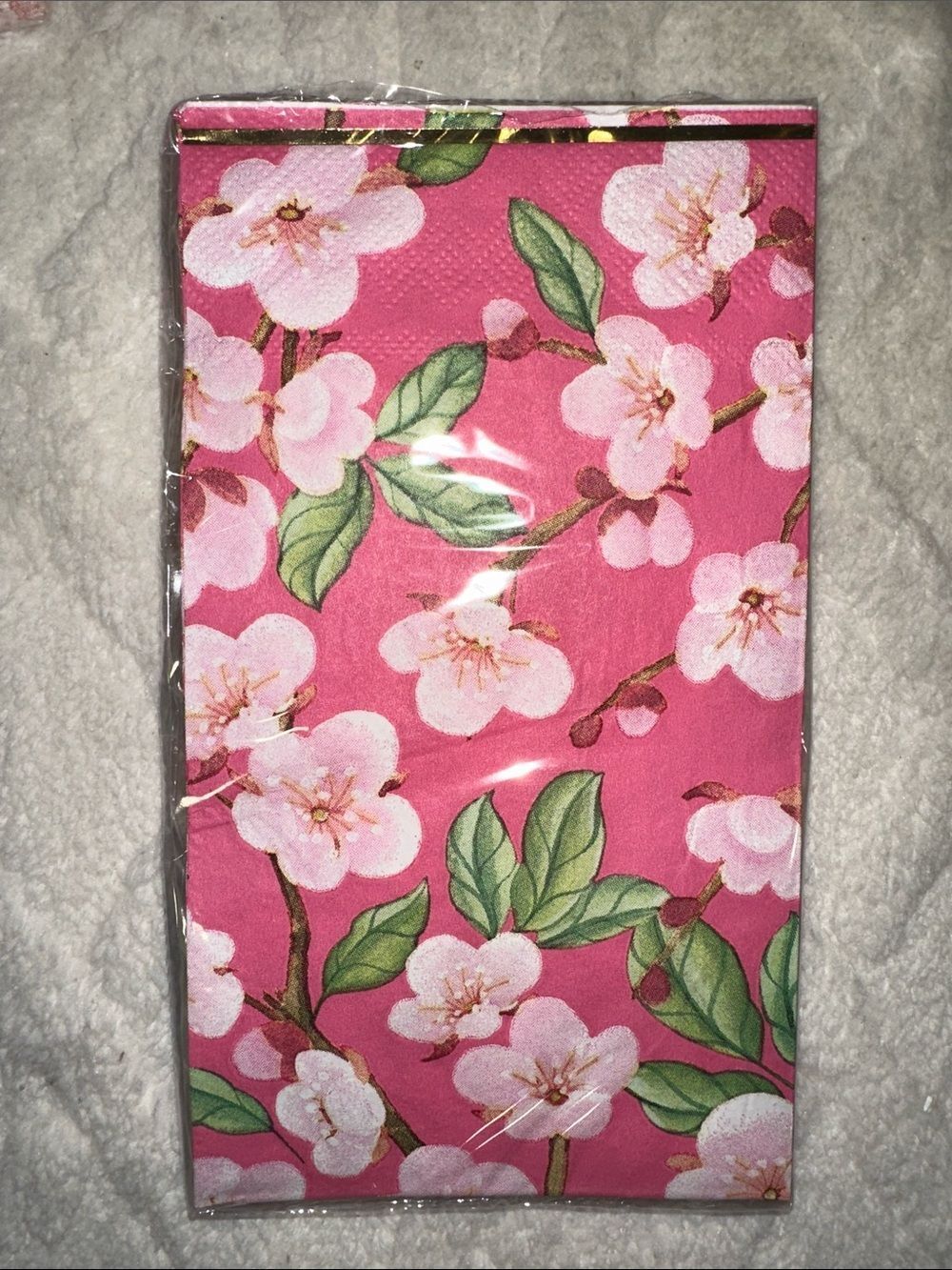 Design Pink Green Cherry Blossoms Floral Guest Towel Beverage Napkins x 2 packs - Picture 2 of 7